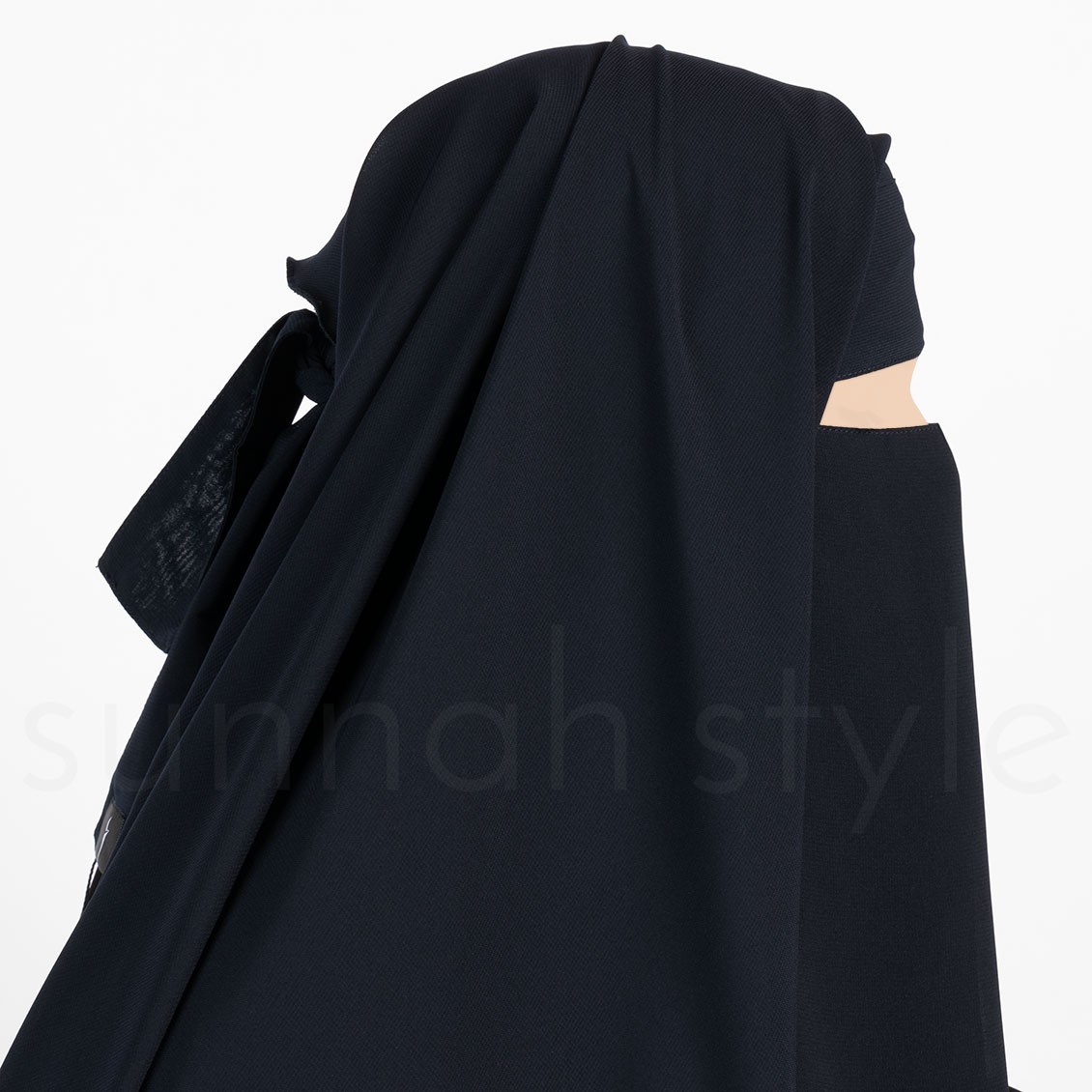 Sunnah Style Extra Long Diamond Niqab Navy Blue